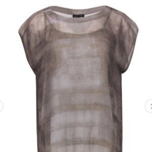 Eileen Fisher - Grey Marbled Cap Sleeve Silk Tunic Sz XS